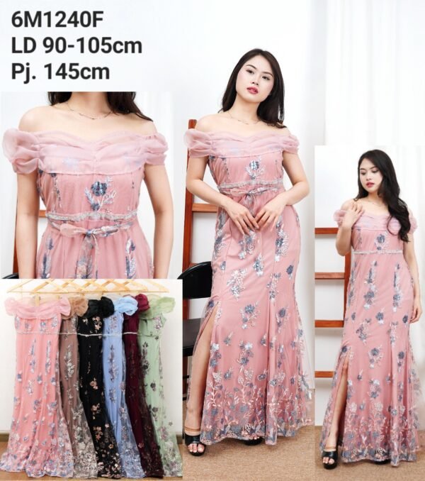 6pcs 6M1240F Long Dress Sabrina