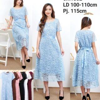 6pcs 6M1332 Dress Midi Brukat