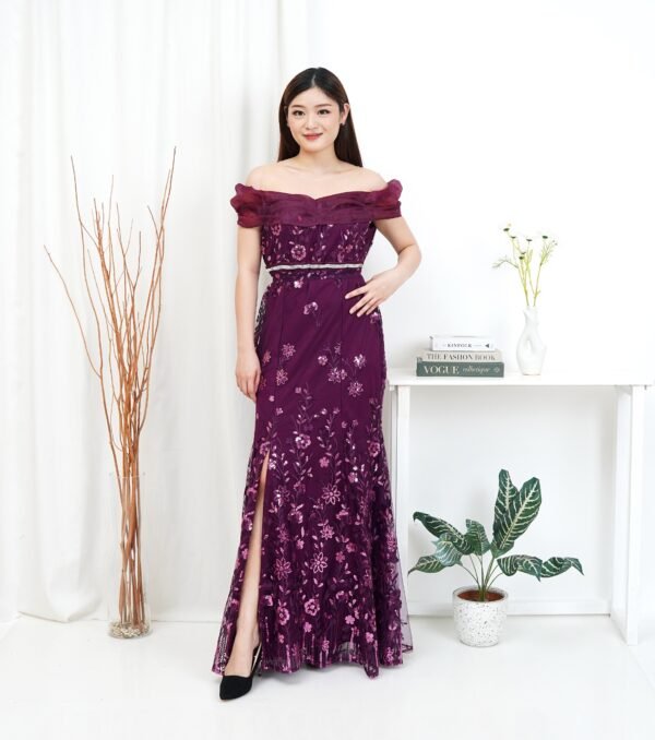 6pcs 6M1240E Long Dress Sabrina - Gambar 2