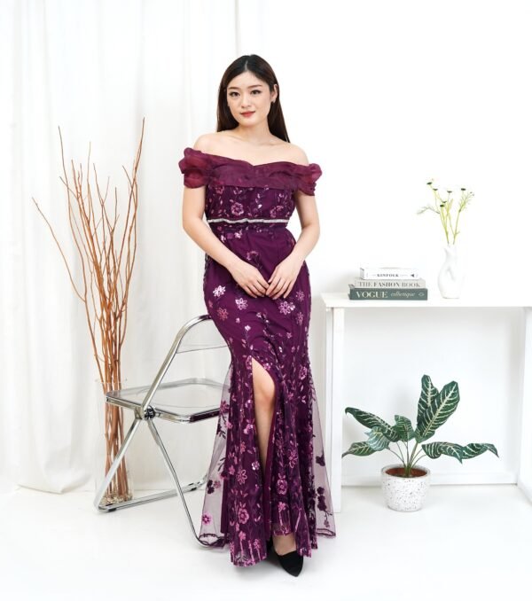 6pcs 6M1240E Long Dress Sabrina - Gambar 3