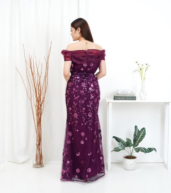 6pcs 6M1240E Long Dress Sabrina - Gambar 4