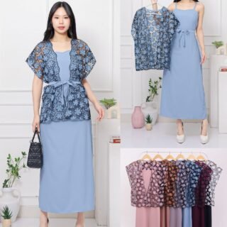 6pcs 6M1325 Setelan Dress Maxi & Outter
