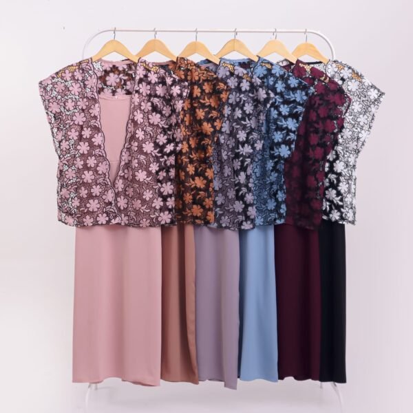 6pcs 6M1325 Setelan Dress Maxi & Outter - Gambar 2