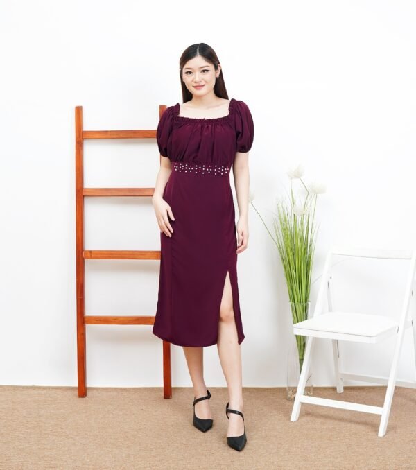 6pcs 6M1326 Dress Midi Sabrina - Gambar 2