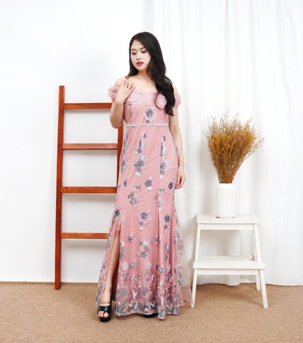 6pcs 6M1240F Long Dress Sabrina - Gambar 2
