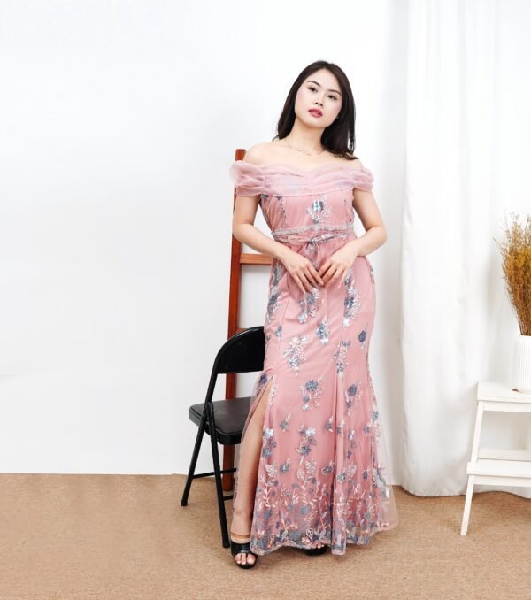 6pcs 6M1240F Long Dress Sabrina - Gambar 3