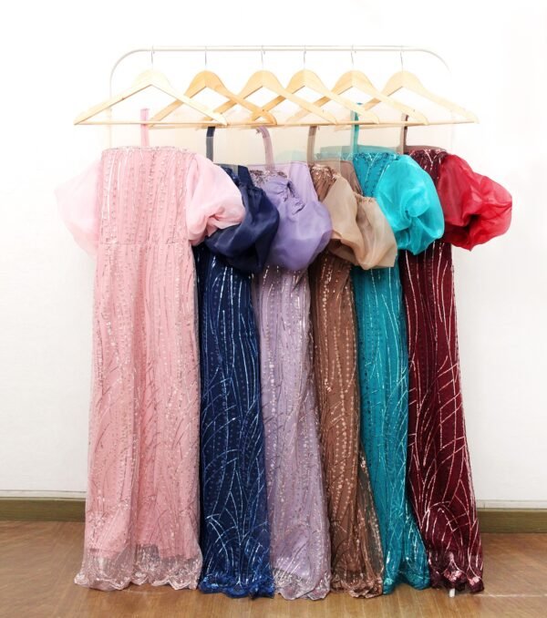 6pcs 6M1330 Long Dress Sabrina - Gambar 2