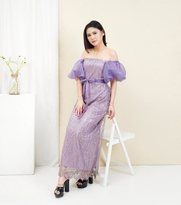 6pcs 6M1330 Long Dress Sabrina - Gambar 4