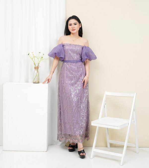 6pcs 6M1330 Long Dress Sabrina - Gambar 5