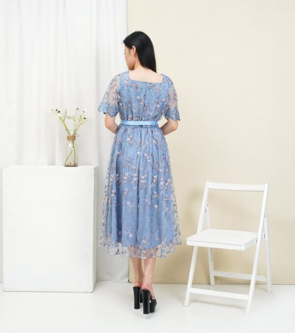 6pcs 6M1327 Dress Midi Mekar - Gambar 4