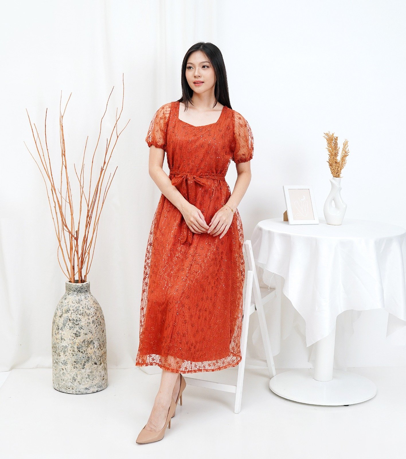 8pcs 8M1195AN Dress Midi - Gambar 2