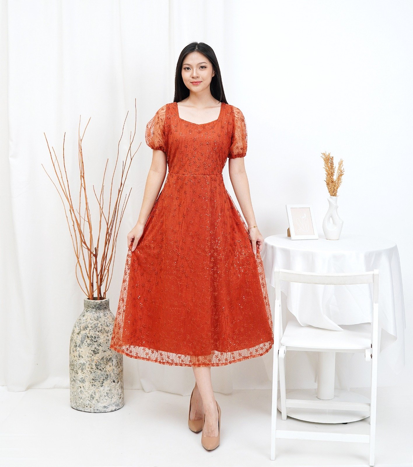 8pcs 8M1195AN Dress Midi - Gambar 5