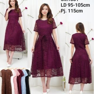 6pcs 6M1331 Dress Midi Brukat