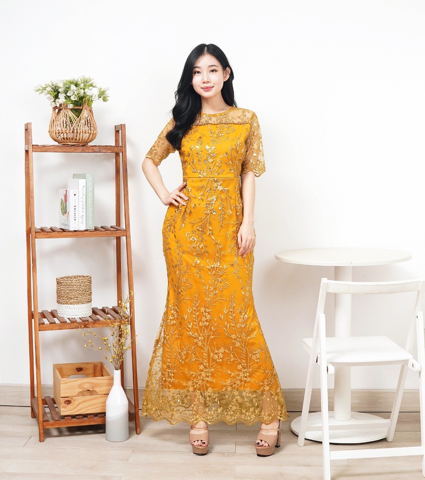 8pcs 8M1339 Long Dress - Gambar 2