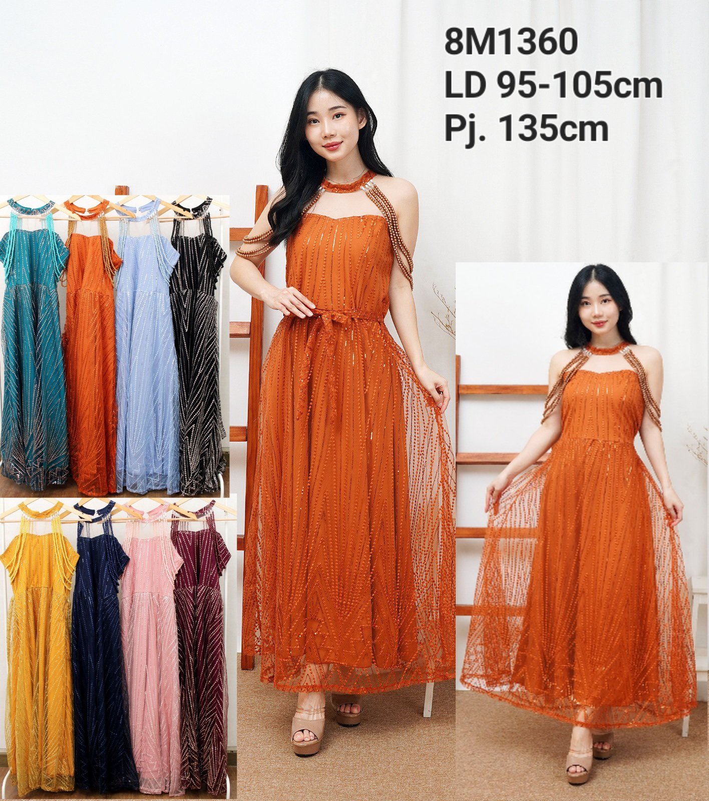 8pcs 8M1360 Long Dress Mutiara