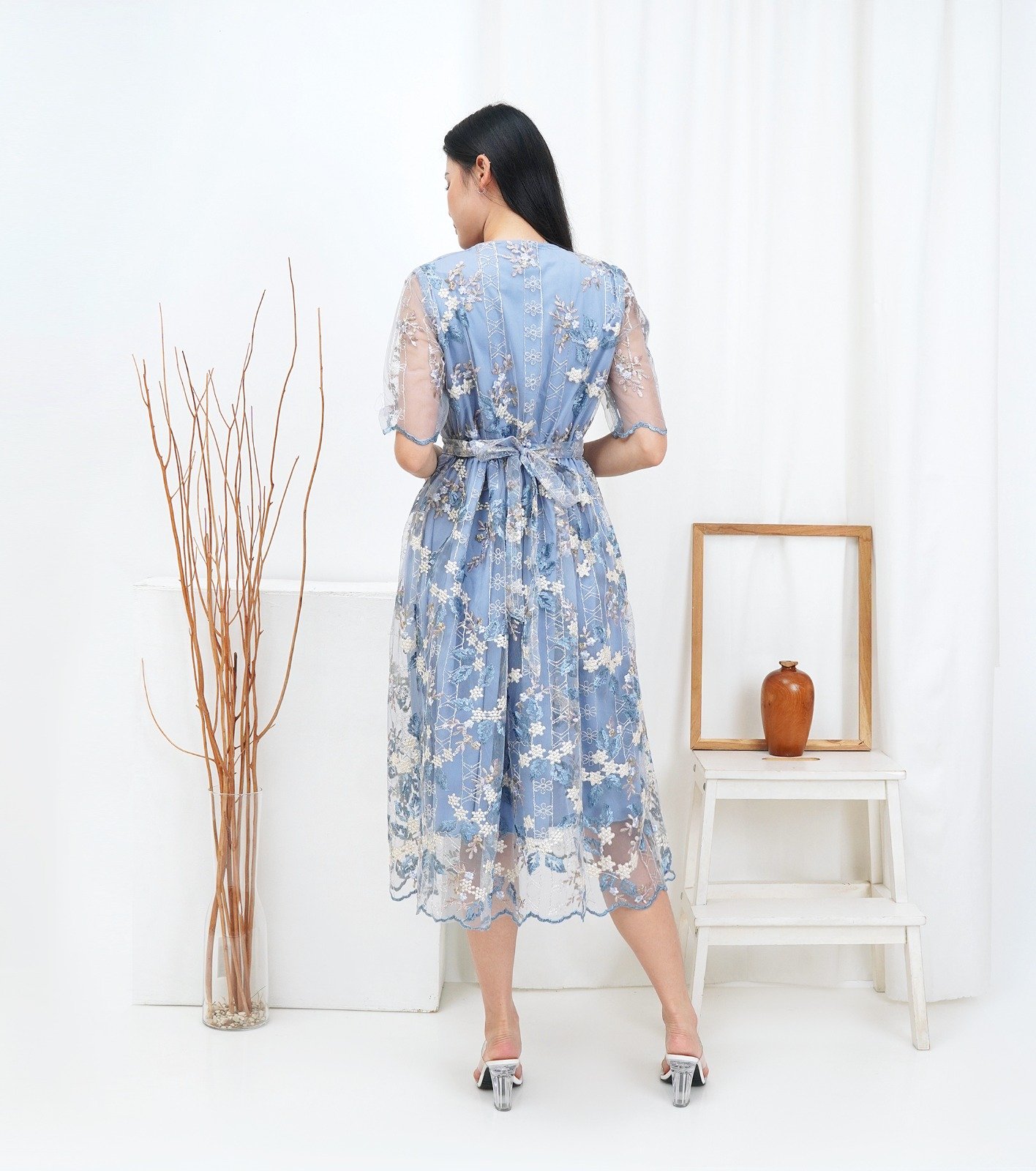 6pcs 6M1342A Dress Midi Kancing - Gambar 4