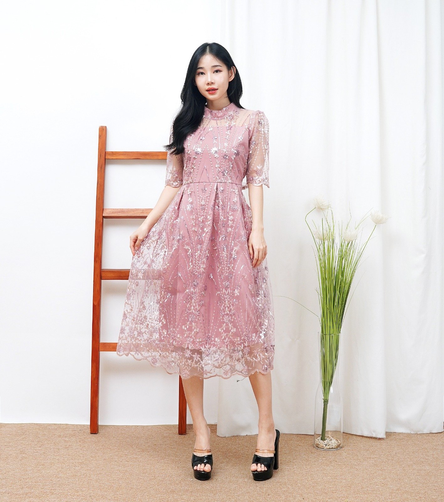 8pcs 8M1363 Dress Midi Tulle - Gambar 2