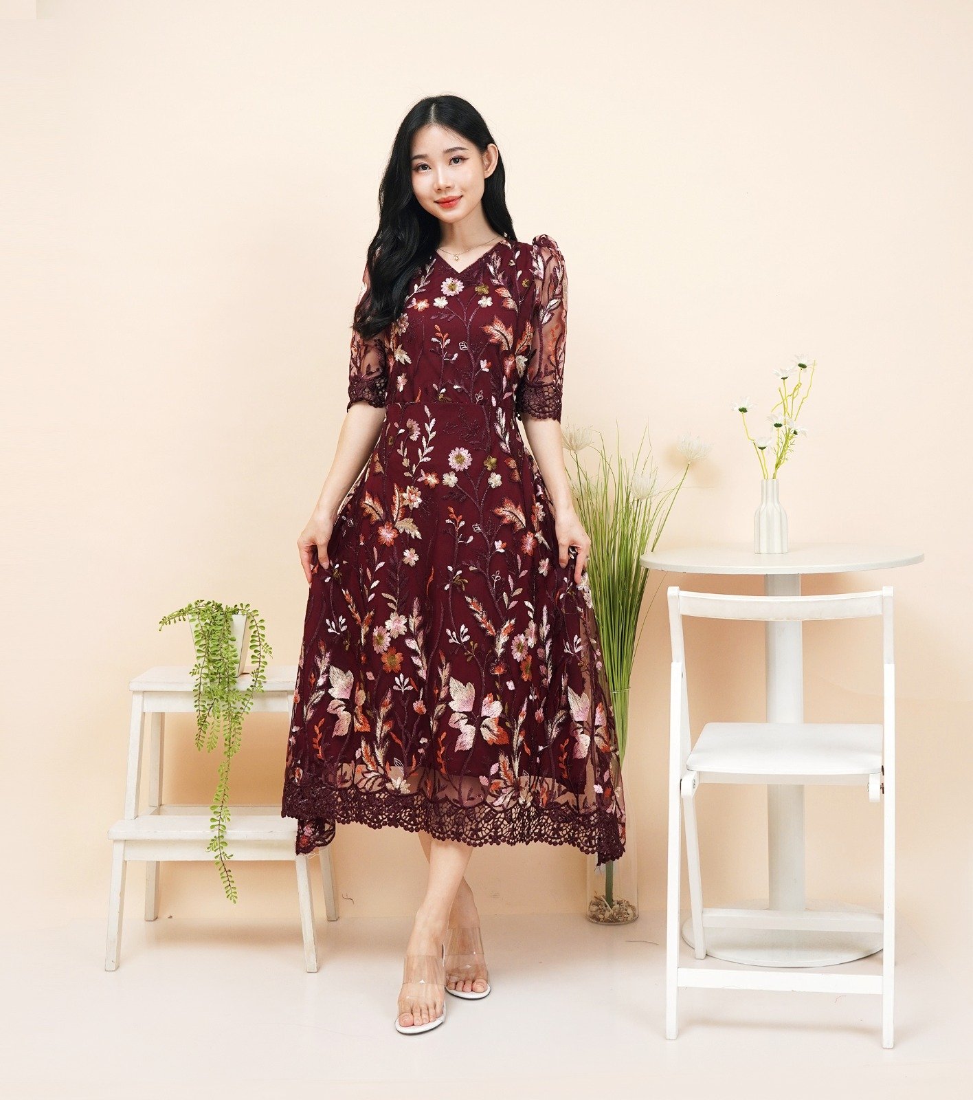 6pcs 6M1372 Dress Midi Tulle - Gambar 2