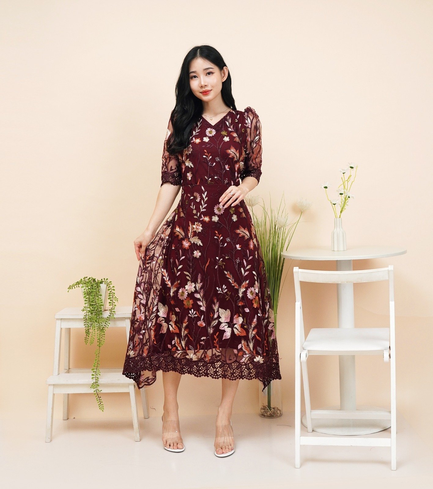 6pcs 6M1372 Dress Midi Tulle - Gambar 3