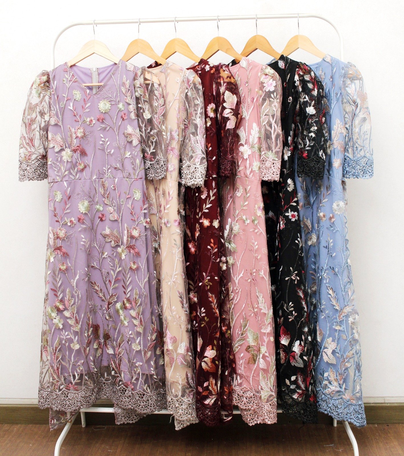 6pcs 6M1372 Dress Midi Tulle - Gambar 5