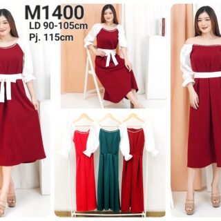 3pcs M1400 Dress Midi Scuba & Satin