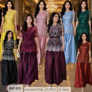 8pcs 8M1405 Long Dress Satin Mekar