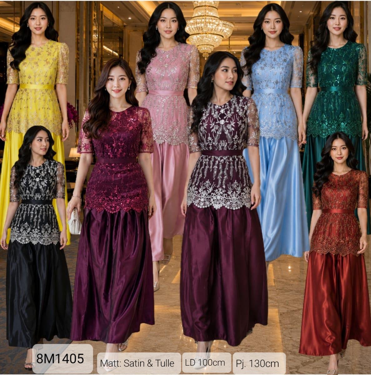 8pcs 8M1405 Long Dress Satin Mekar
