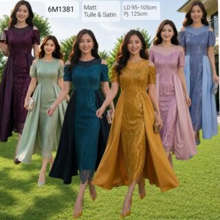 6pcs 6M1381 Dress Midi Tulle Satin