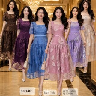 6pcs 6M1401 Dress Midi Tali Satin