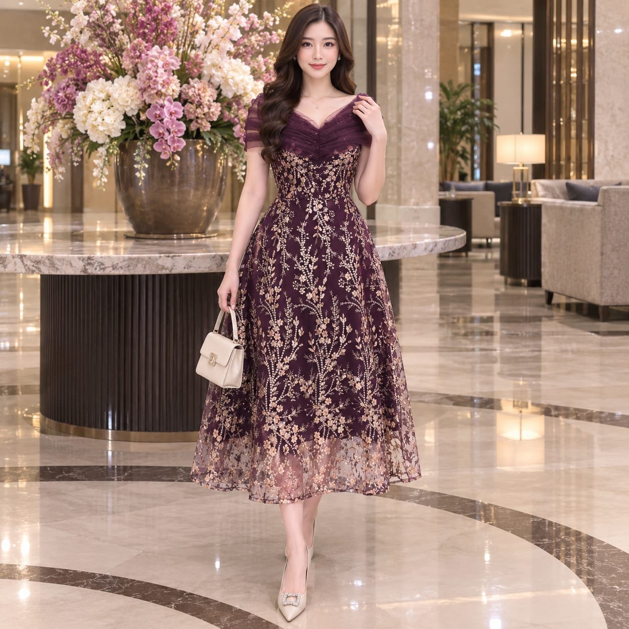 8pcs 8M1394 Dress Midi Tulle Tile - Gambar 2